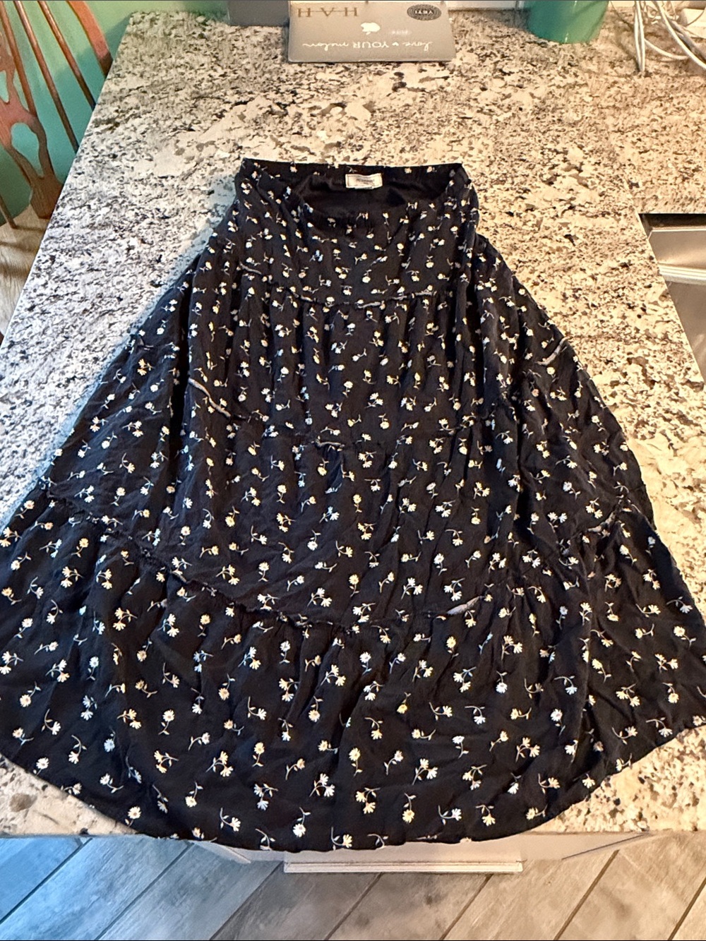 Black Floral Midi Skirt